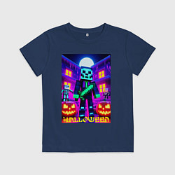 Детская футболка Halloween and Minecraft - neon collaboration