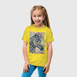Футболка хлопковая детская Зебра с цветком, цвет: желтый — фото 2
