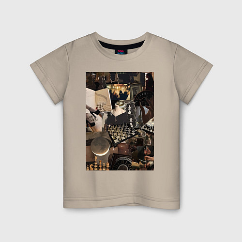 Детская футболка Шахматы коллаж / Миндальный – фото 1