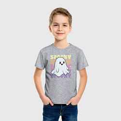 Футболка хлопковая детская Cute little spooky ghost, цвет: меланж — фото 2