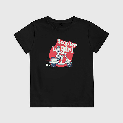 Детская футболка Девушка на скутере / Черный – фото 1