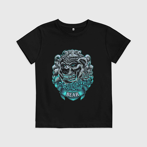 Детская футболка Крутой медведь Bear неон / Черный – фото 1