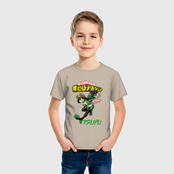 Футболка хлопковая детская Моя геройская академия лягушка Цую Асуи, цвет: миндальный — фото 2