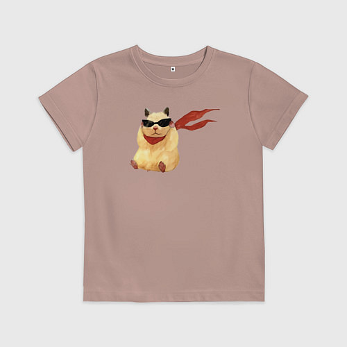 Детская футболка Хомяк супергерой / Пыльно-розовый – фото 1