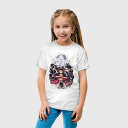 Футболка хлопковая детская Ван-Пис Луффи Монки коллаж, цвет: белый — фото 2