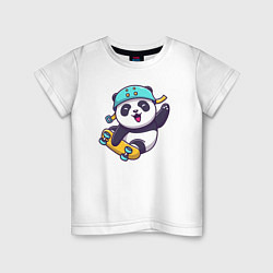 Футболка хлопковая детская Skater panda, цвет: белый