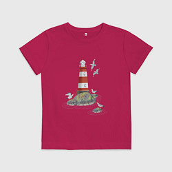 Детская футболка Маяк и чайки на берегу моря