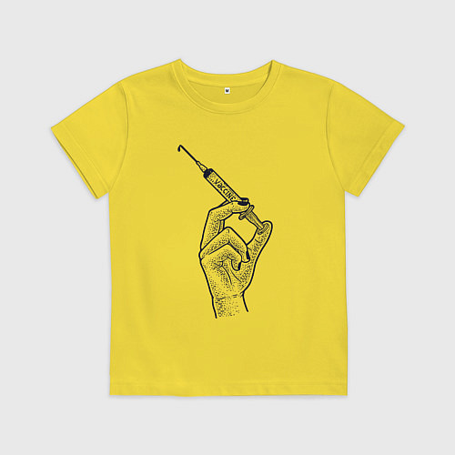 Детская футболка Шприц с вакциной / Желтый – фото 1