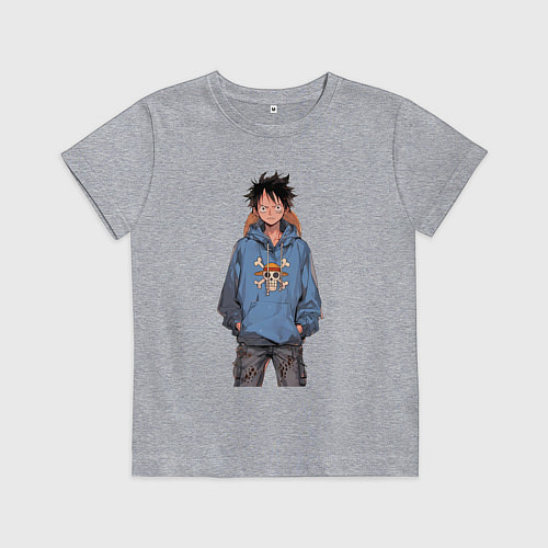 Детская футболка Ван-Пис Луффи Монки / Меланж – фото 1