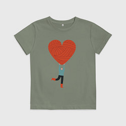 Футболка хлопковая детская Большая любовь, цвет: авокадо