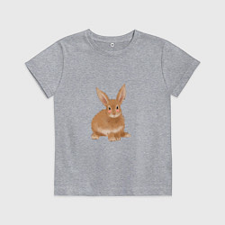 Футболка хлопковая детская Милый пушистый зайка, цвет: меланж