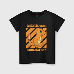 Футболка хлопковая детская Покемоны Чармандер Charmander, цвет: черный