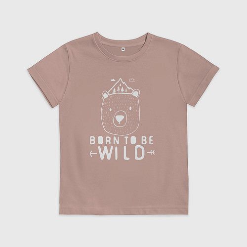 Детская футболка Медведь - рождён диким / Пыльно-розовый – фото 1