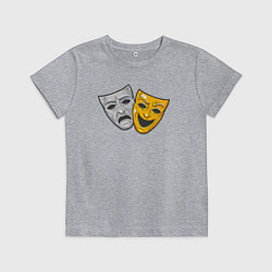 Футболка хлопковая детская Маски театра, цвет: меланж