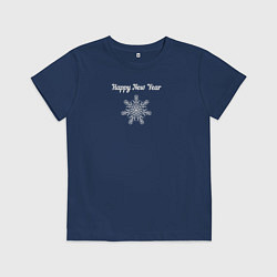 Футболка хлопковая детская Happy New Year со снежинкой, цвет: тёмно-синий