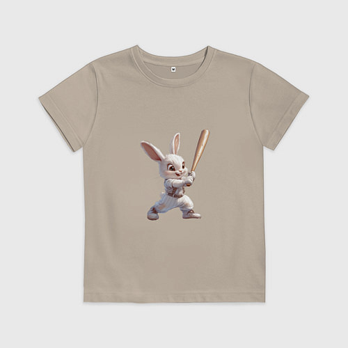 Детская футболка Зайчик чемпион / Миндальный – фото 1