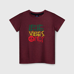 Футболка хлопковая детская Irie vibes only, цвет: меланж-бордовый