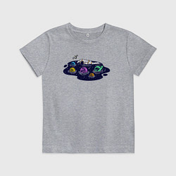Футболка хлопковая детская Космическое плавание, цвет: меланж