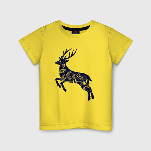 Детская футболка Космический олень / Желтый – фото 1