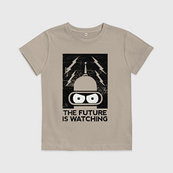 Футболка хлопковая детская Бендер - будущее наблюдает, цвет: миндальный