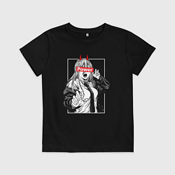 Футболка хлопковая детская Пауэр - манга Человек-бензопила, цвет: черный