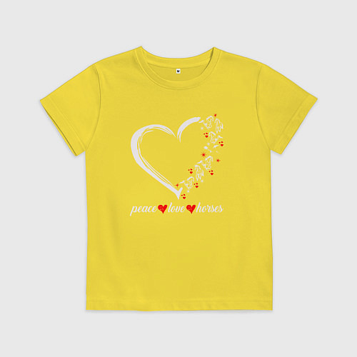 Детская футболка Мир любовь и лошади / Желтый – фото 1
