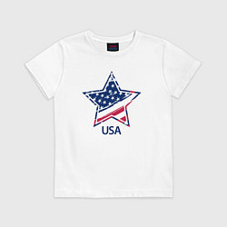 Футболка хлопковая детская Star - USA, цвет: белый