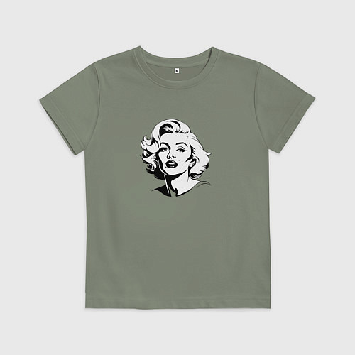 Детская футболка Мэрилин Монро в черно белом цвете / Авокадо – фото 1