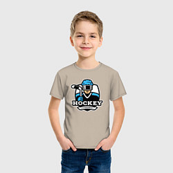 Футболка хлопковая детская Турнир по хоккею, цвет: миндальный — фото 2