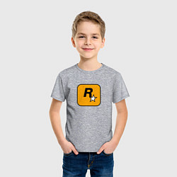Футболка хлопковая детская Rockstar logo, цвет: меланж — фото 2