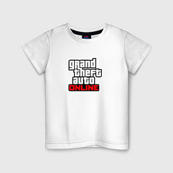 Футболка хлопковая детская GTA online logo game, цвет: белый