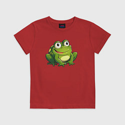 Футболка хлопковая детская Смешная жаба, цвет: красный