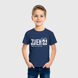 Футболка хлопковая детская Ким Тэхен bts, цвет: тёмно-синий — фото 2