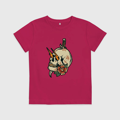 Детская футболка Грозовой череп / Маджента – фото 1