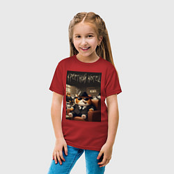 Футболка хлопковая детская Крёстный отец мяуфии - нейроарт, цвет: красный — фото 2