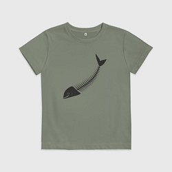 Футболка хлопковая детская Рыбный скелет, цвет: авокадо