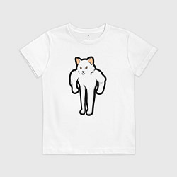 Футболка хлопковая детская Кот качок, цвет: белый