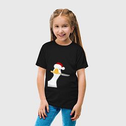 Футболка хлопковая детская Гусь Санта с ножом в клюве, цвет: черный — фото 2