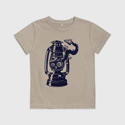 Футболка хлопковая детская Космическая керосиновая лампа, цвет: миндальный