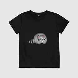 Футболка хлопковая детская Милый малыш енот, цвет: черный