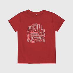 Футболка хлопковая детская Остаюсь дикарём, цвет: красный