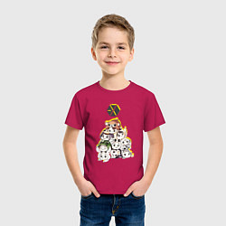 Футболка хлопковая детская Exo в виде милых зверушек, цвет: маджента — фото 2