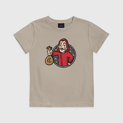 Футболка хлопковая детская Money man, цвет: миндальный