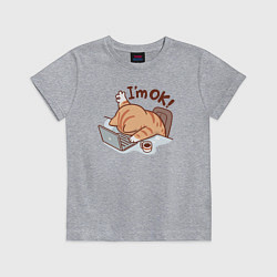 Футболка хлопковая детская Im ok - cat, цвет: меланж