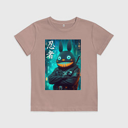 Футболка хлопковая детская Cyber Totoro - ninja, цвет: пыльно-розовый