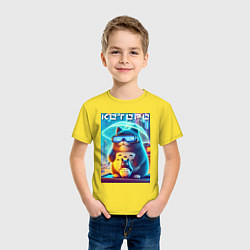 Футболка хлопковая детская Которо с зонтиком - неоновое свечение, цвет: желтый — фото 2