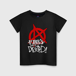 Футболка хлопковая детская Punks not dead title, цвет: черный