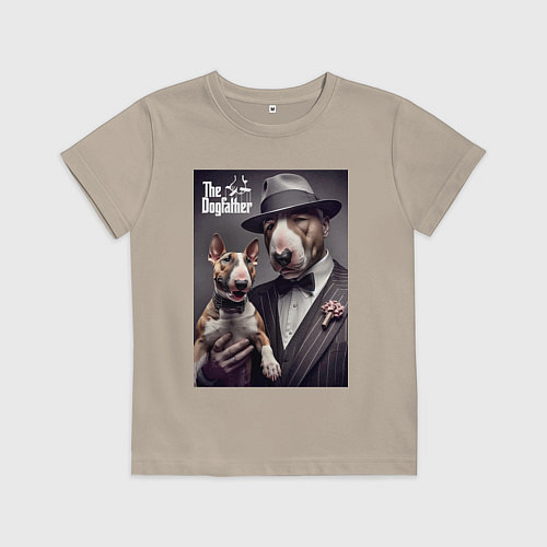 Детская футболка Крёстный отец держит своего щенка - мем / Миндальный – фото 1