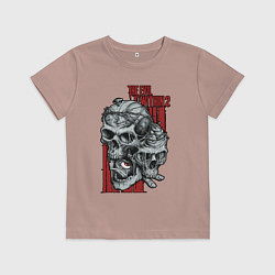 Футболка хлопковая детская The evil within 2 skulls, цвет: пыльно-розовый