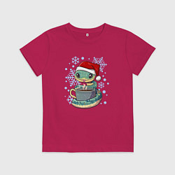 Футболка хлопковая детская Змейка с кофе, цвет: маджента